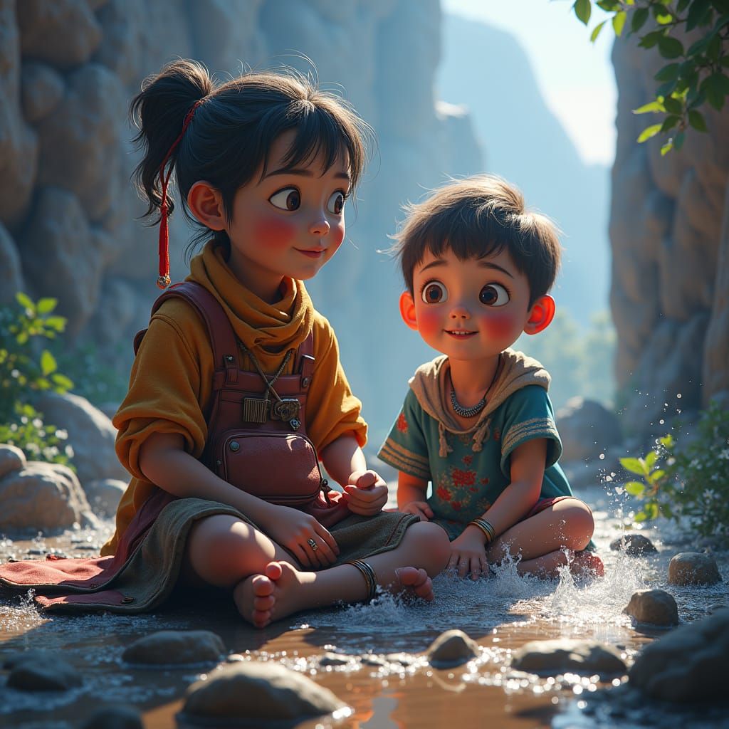 Fantastical Children in Detailed Matte Painting