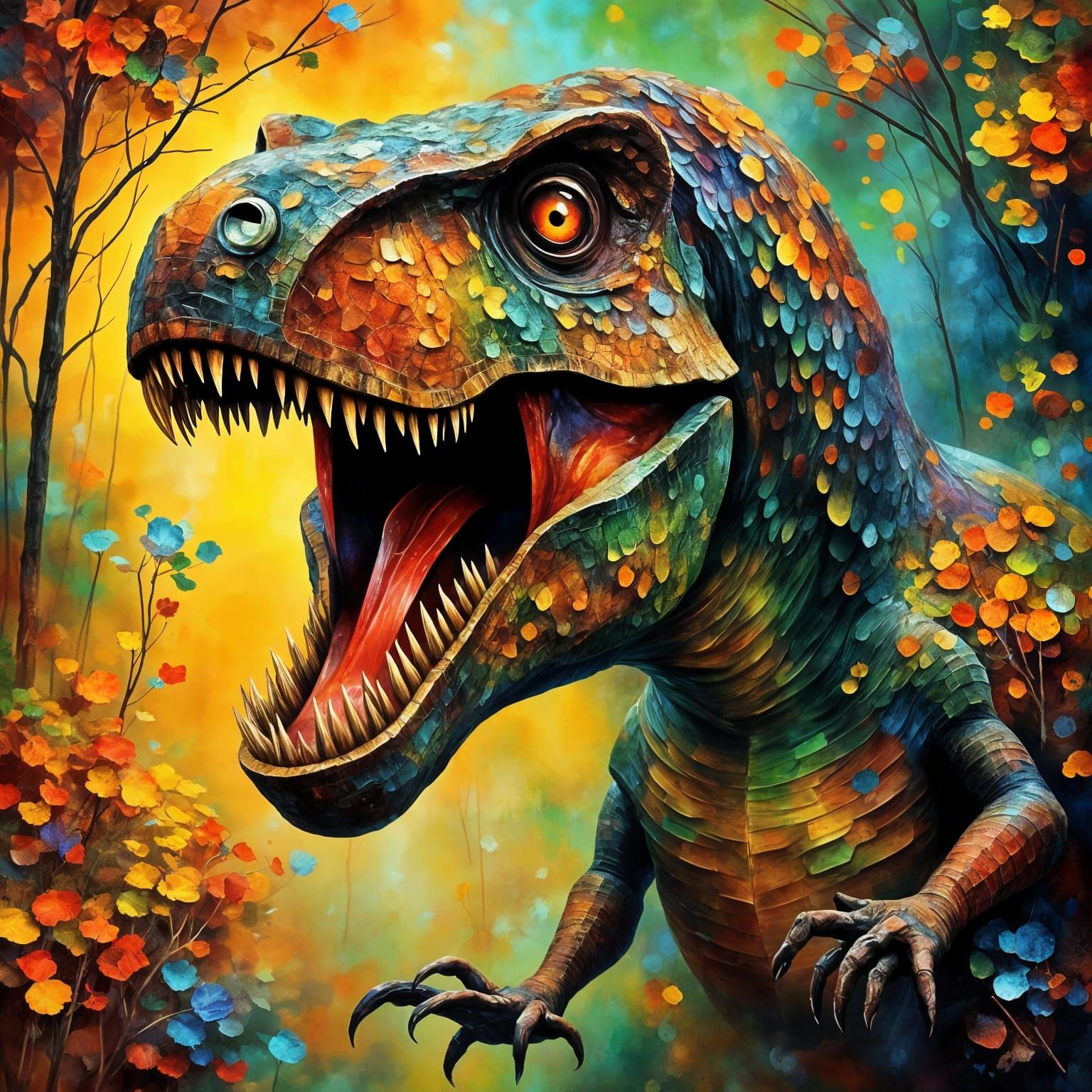 Hyperrealistic T-Rex Rampage Concept Art