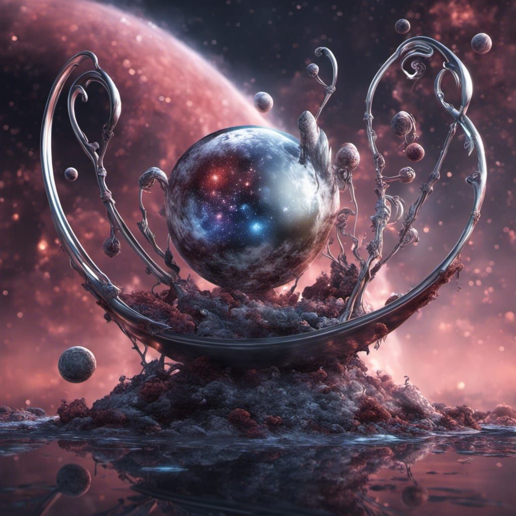 Fantastical Silver Fork Floating in the Universe