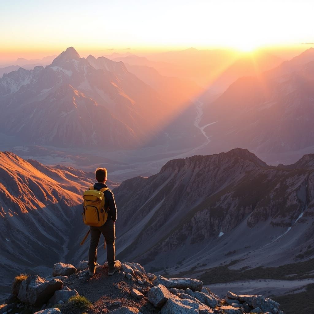 Breathtaking Sunrise Landscape with Rugged Peaks