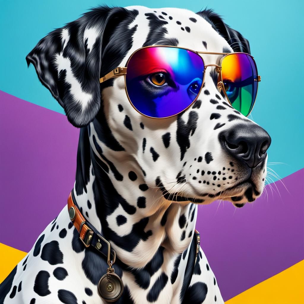 Dalmatian with Sunglasses in Hyperrealistic Splash Art
