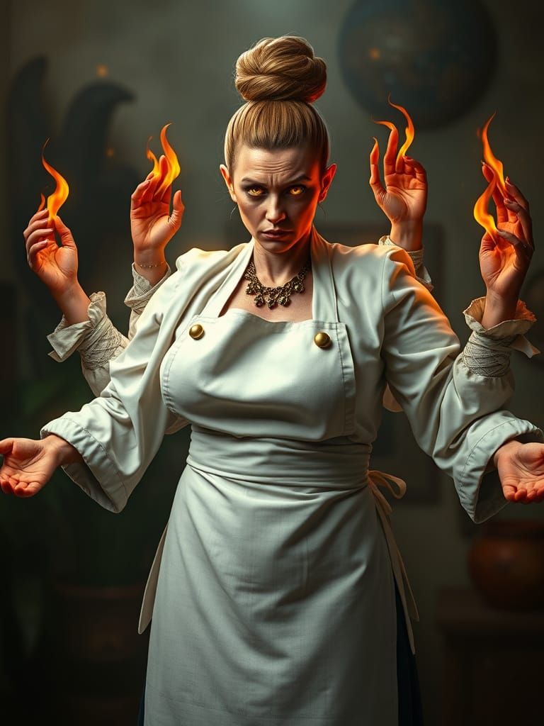 Six-Armed Fey Chef with a Mystical Aesthetic