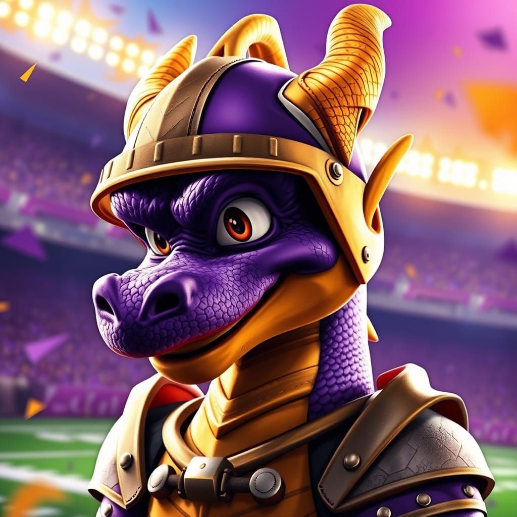 Vikings Dragon Champion in Hyperrealistic Football Armor