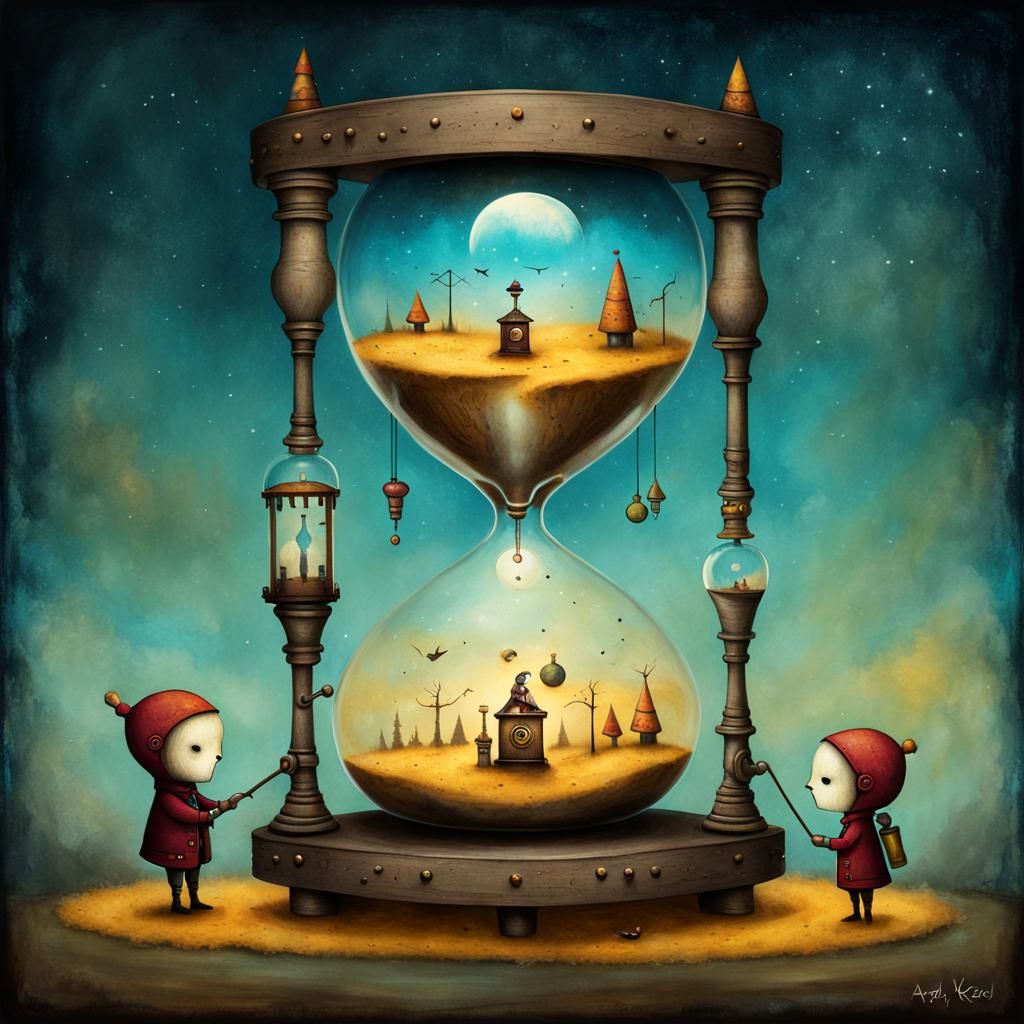 Clockpunk Toy Factory with Hourglass, Andy Kehoe Style