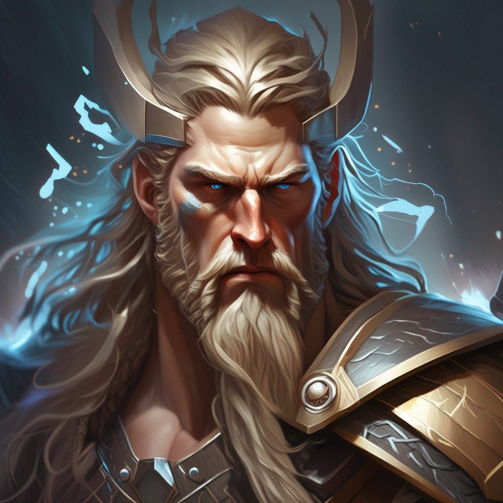 Norse God Thor Portrait in Hyperdetailed Style