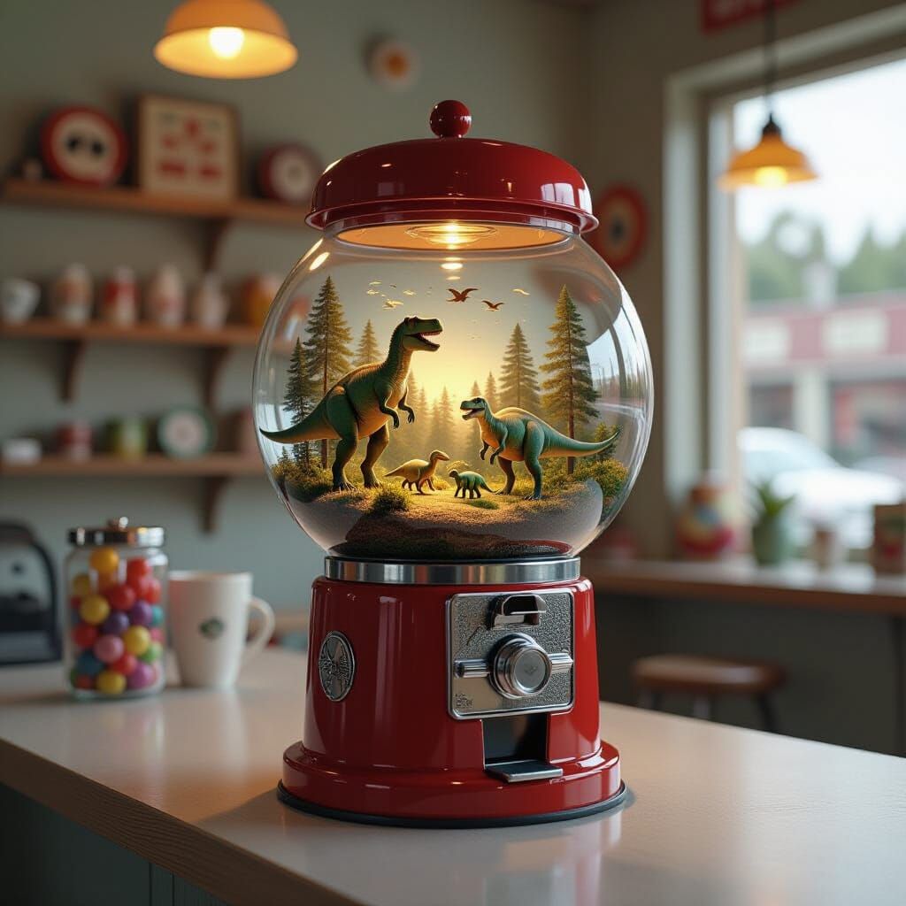 Miniature Dinosaur Forest in Gumball Machine