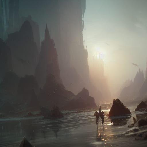 Dynamic Lighting Concept Art in Orange and Teal