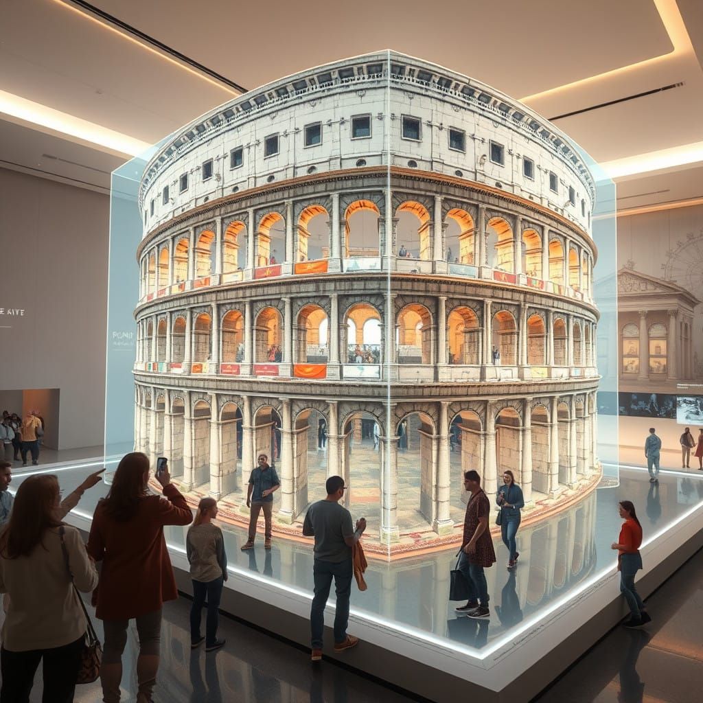 Holographic Colosseum in Ancient Rome as Rendered in Futuris...