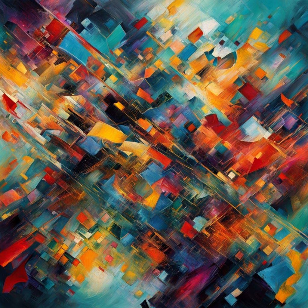 Vibrant Abstract Art with Swirling Geometric Shapes