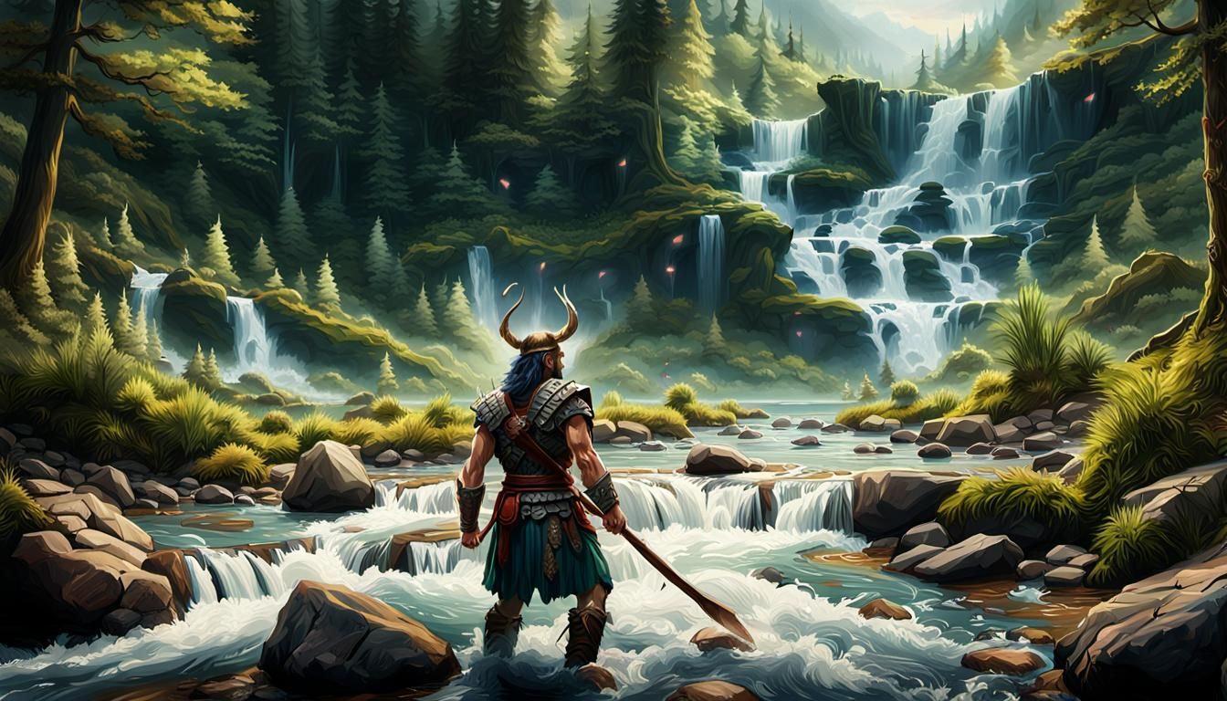Cinematic River Faeries and Barbarian Warrior