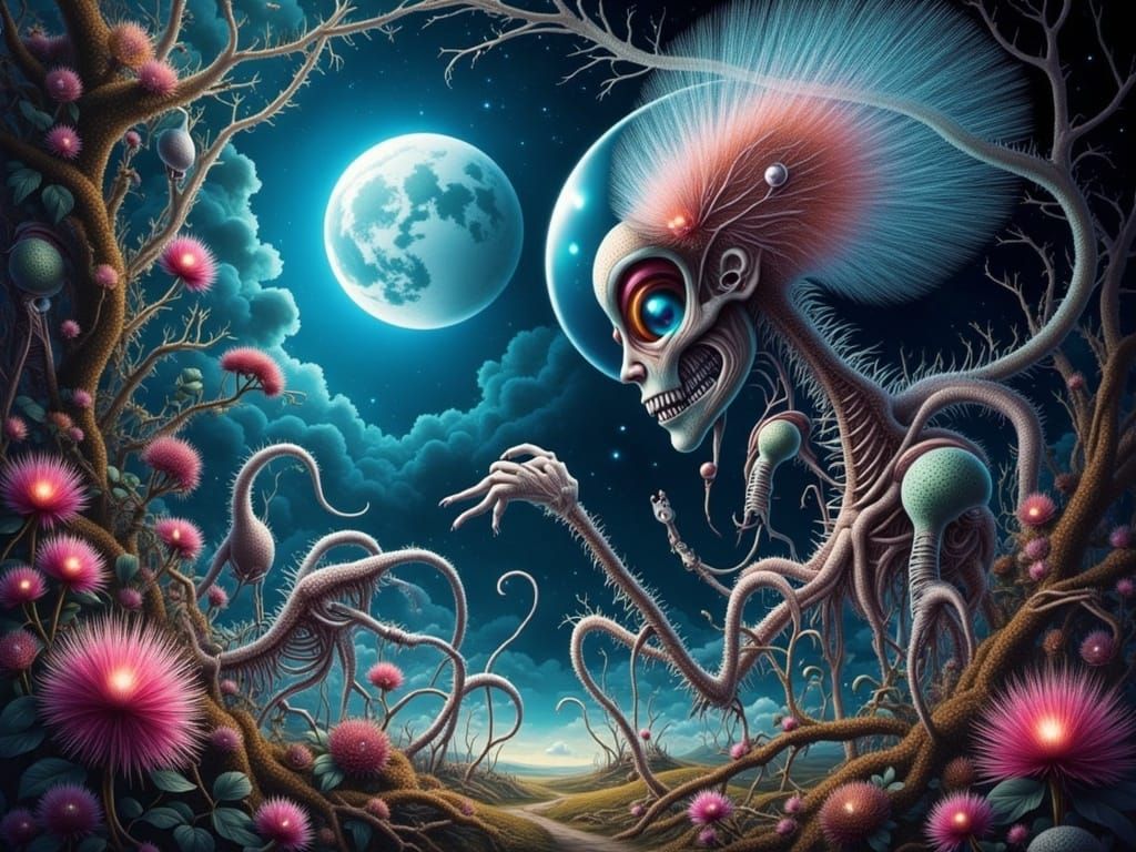 Ethereal Alien World in Pre-Raphaelite Style