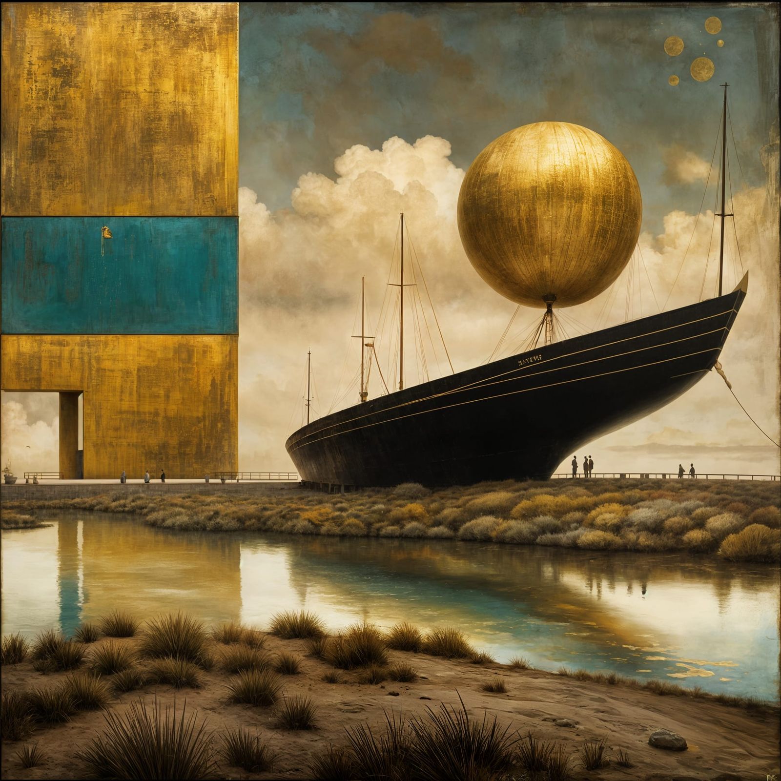 Abstract Gold Blending Cycles: Detailed Matte Painting