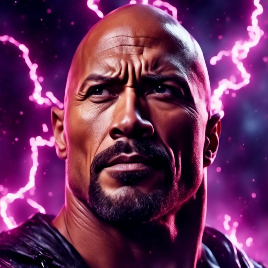 Dwayne Johnson Portrait with Electric Lightning Outline