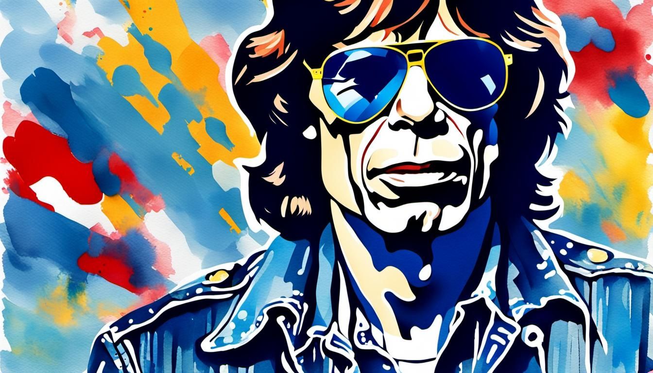 Mick Jagger in Pop Art Watercolor Portrait