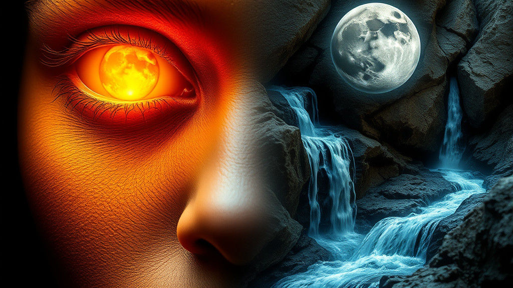 Geological Face with Sun and Moon Eyes