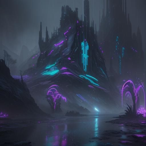 Neon Rain: Detailed Fantasy Concept Art