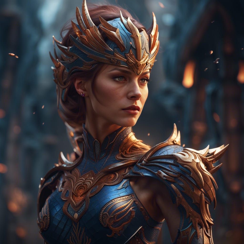 Superpowered Woman in Detailed Digital Painting