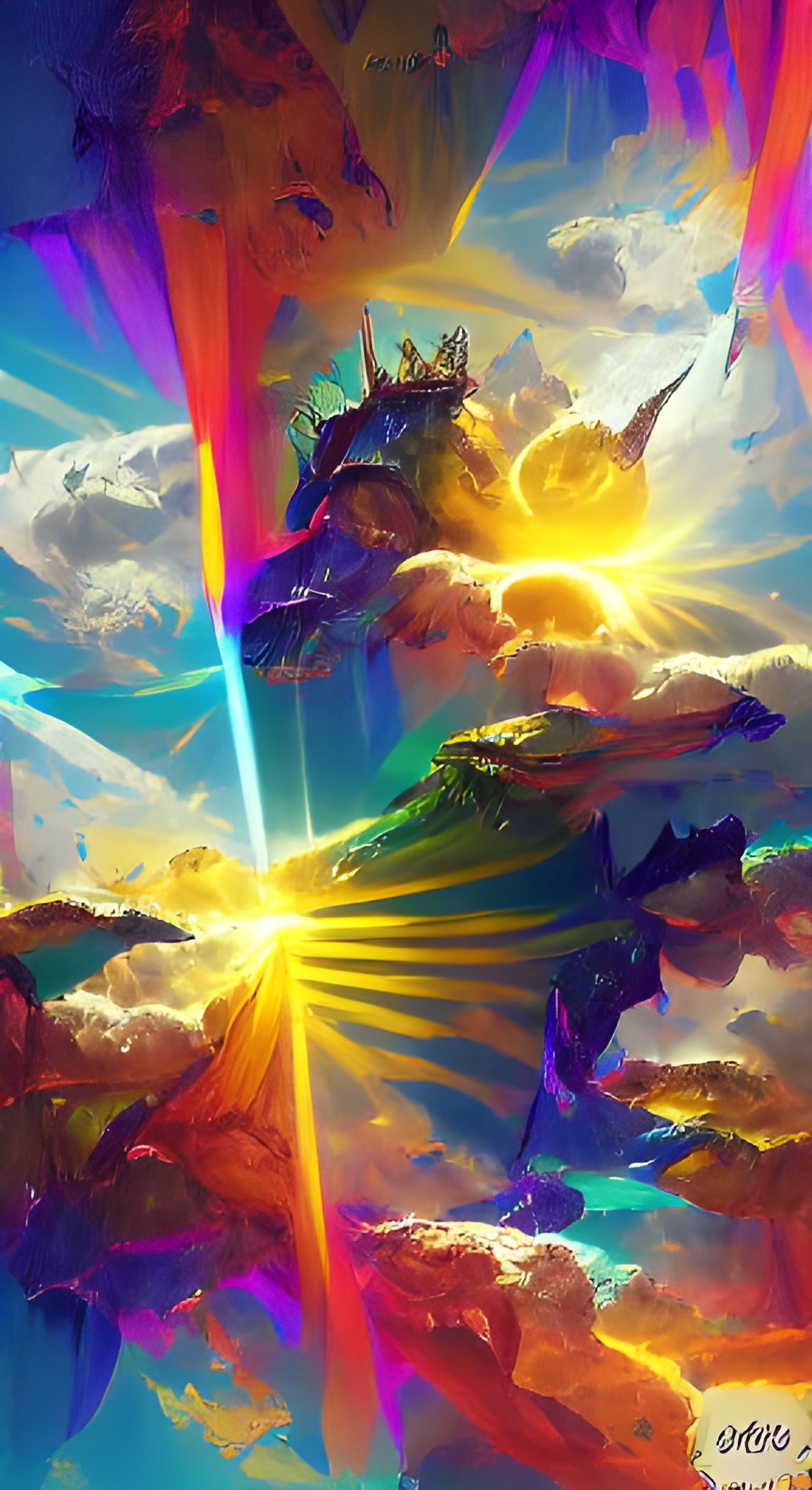Colorful Asgard in Maximalist Style