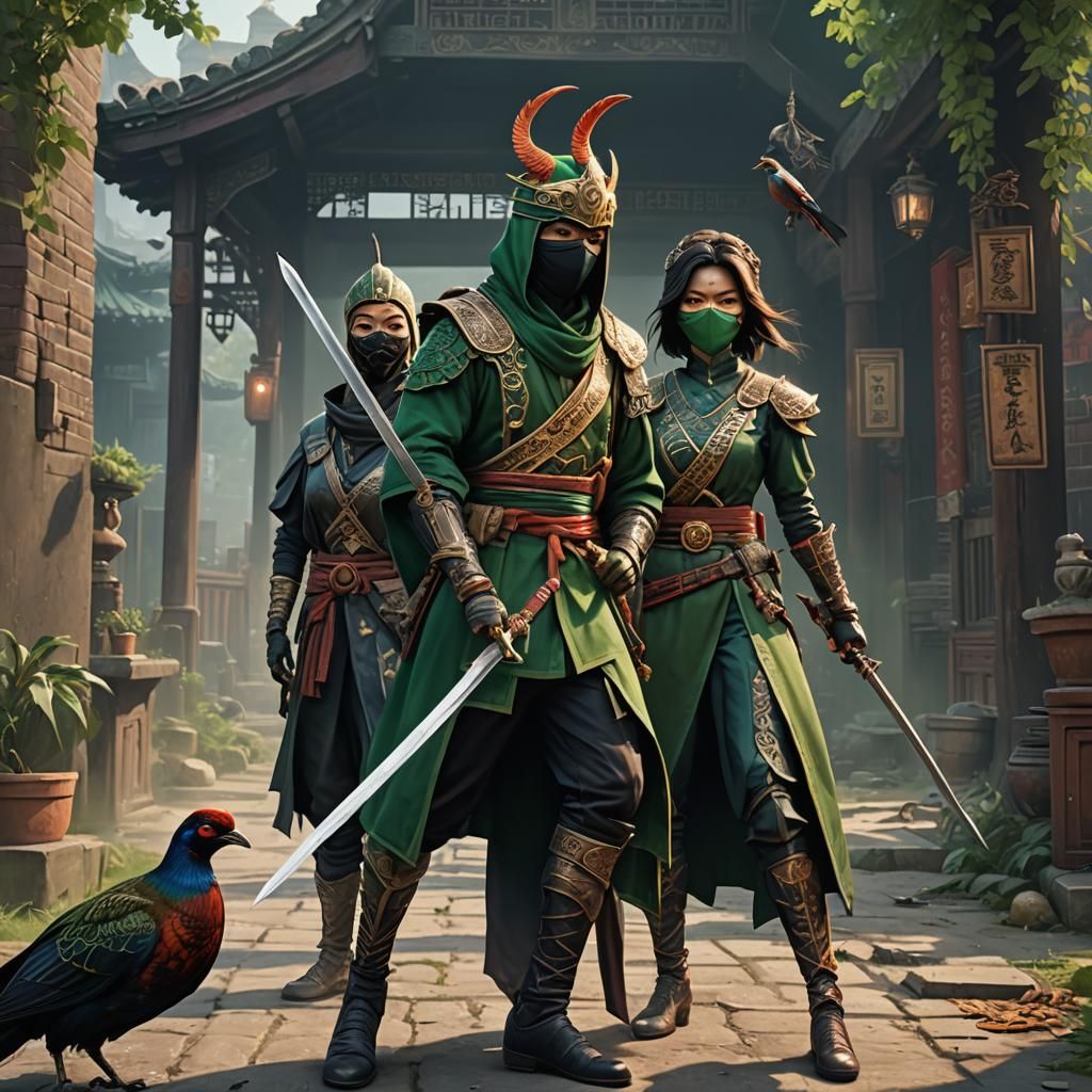 Masked Vigilantes in Victorian Era: Detailed Matte Painting