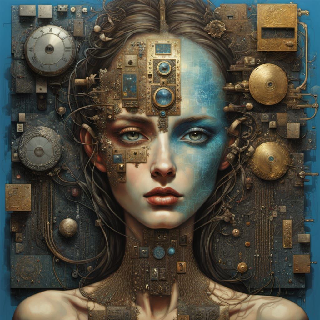 Motherboard in Style of Klimt and Beksinski