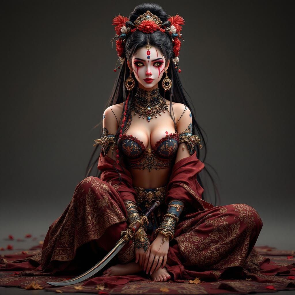 Realistic Chola Woman as Anime Clown in 3D