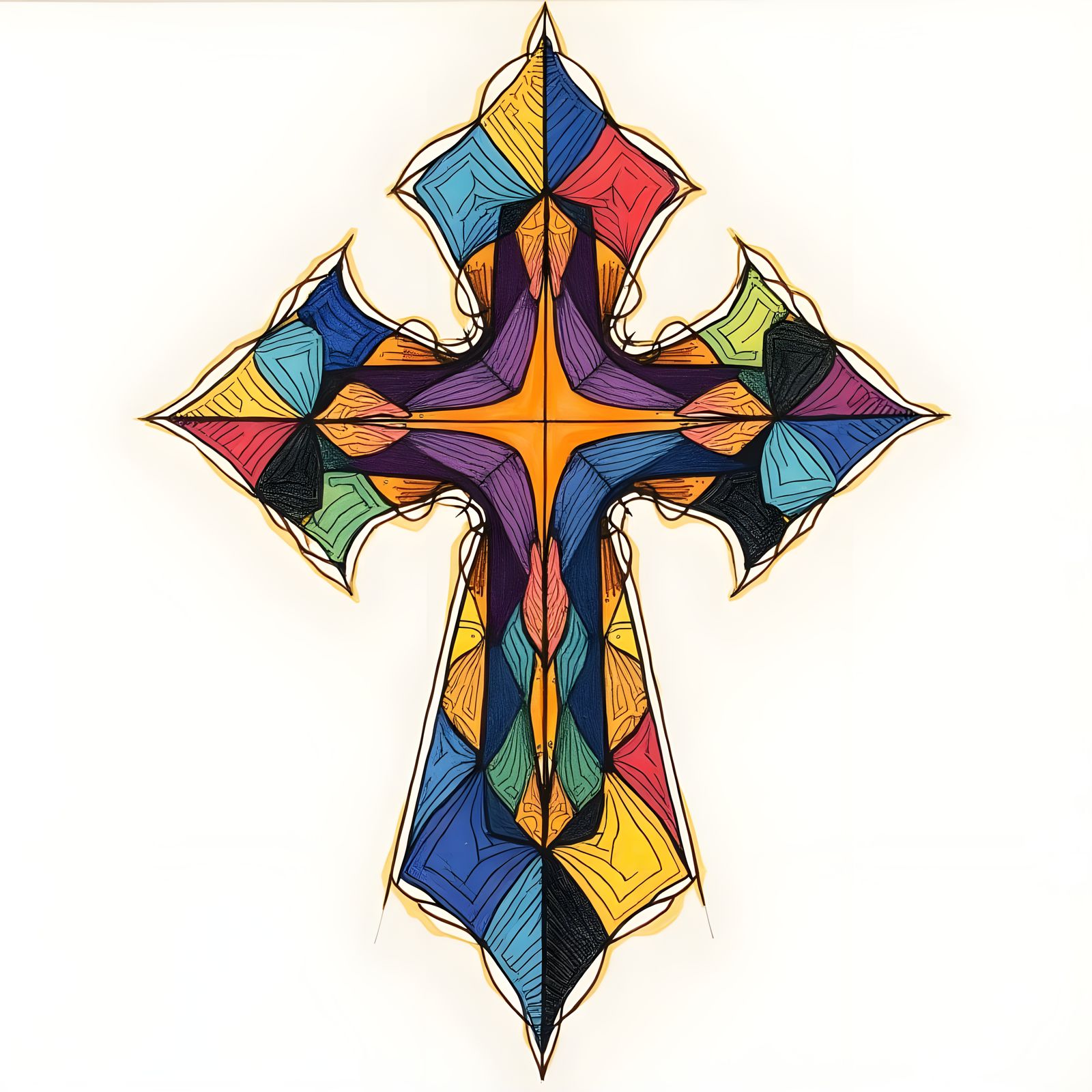 Geometric Cross Drawing Inspired by Modern Art