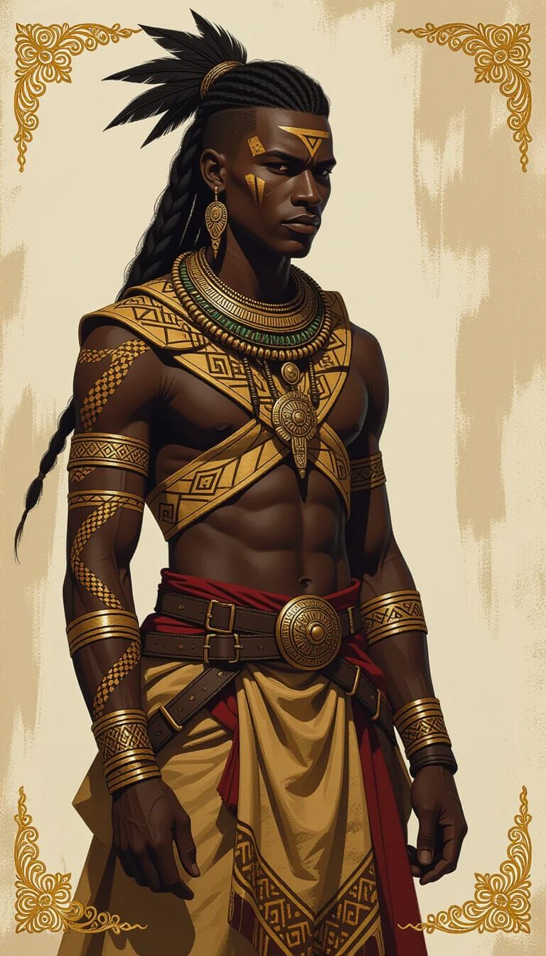 African Serpent Warrior in Earth Tones