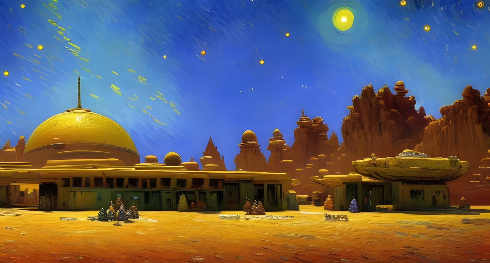 Jabba's Palace: Impressionistic Sci-Fi Renaissance Painting