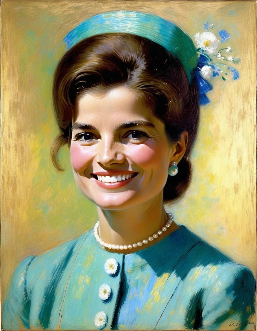 Elegant Pastel Portrait of Jackie Kennedy