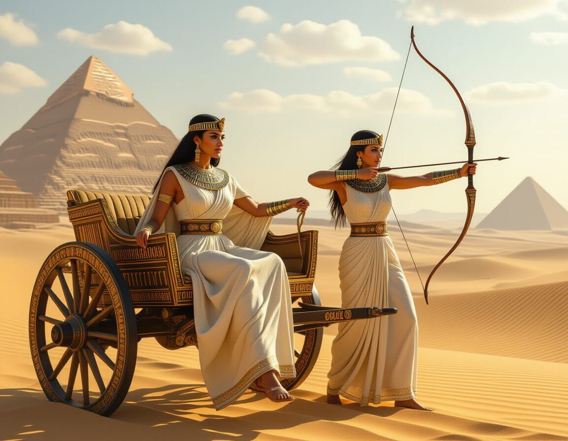 Egyptian War Chariot with Archer and Driver