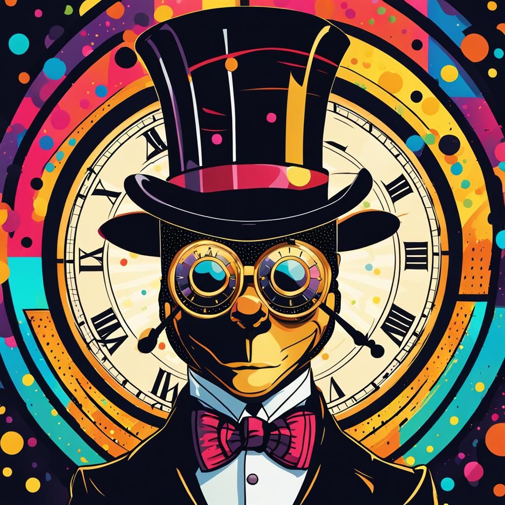 Anthropomorphic Alarm Clock Illustration in Pop Art Style