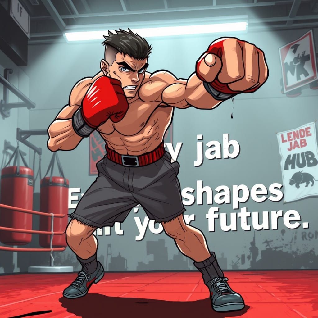 Determined Boxer Throws Powerful Jab in High-Energy Anime St...