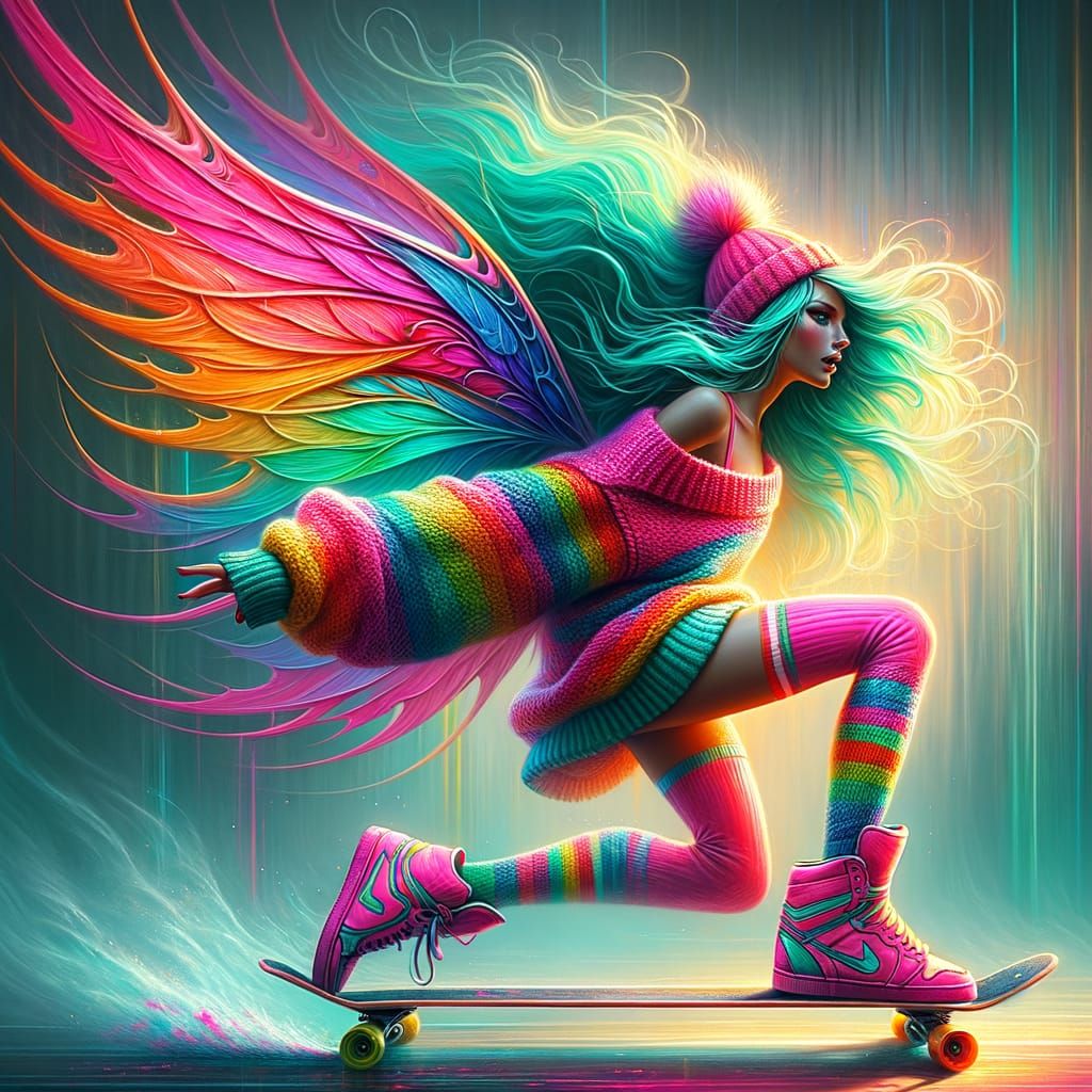 Fairy on Skateboard