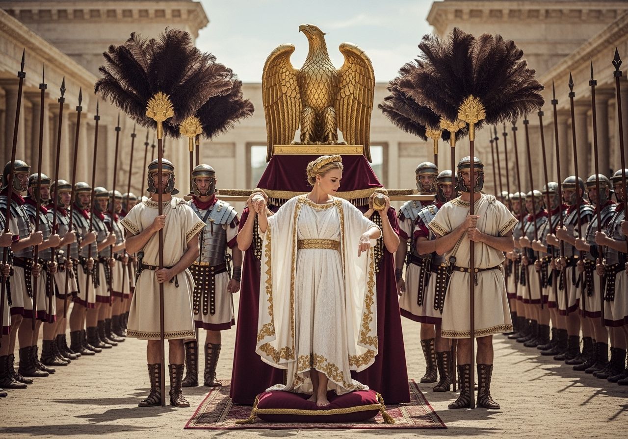 Roman Empress on Eagle Throne, Carried by Soldiers