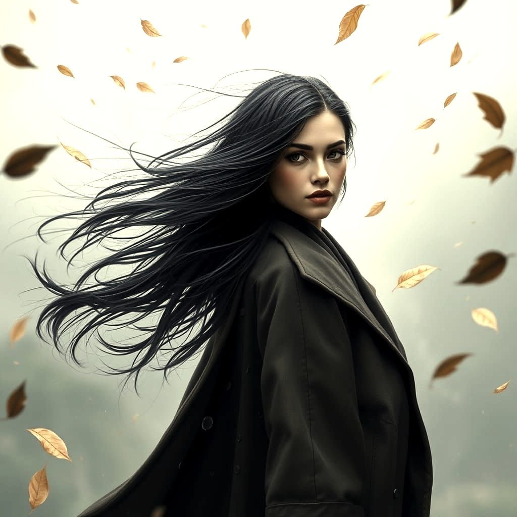 Woman in Gale: Detailed Matte Painting