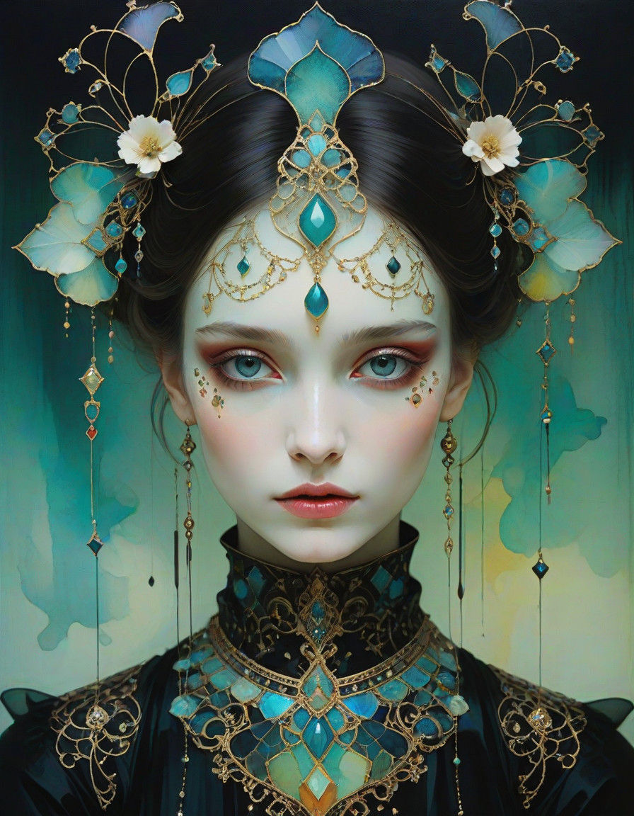 Enchanted Arabesque Abstraction in Triadic Colors