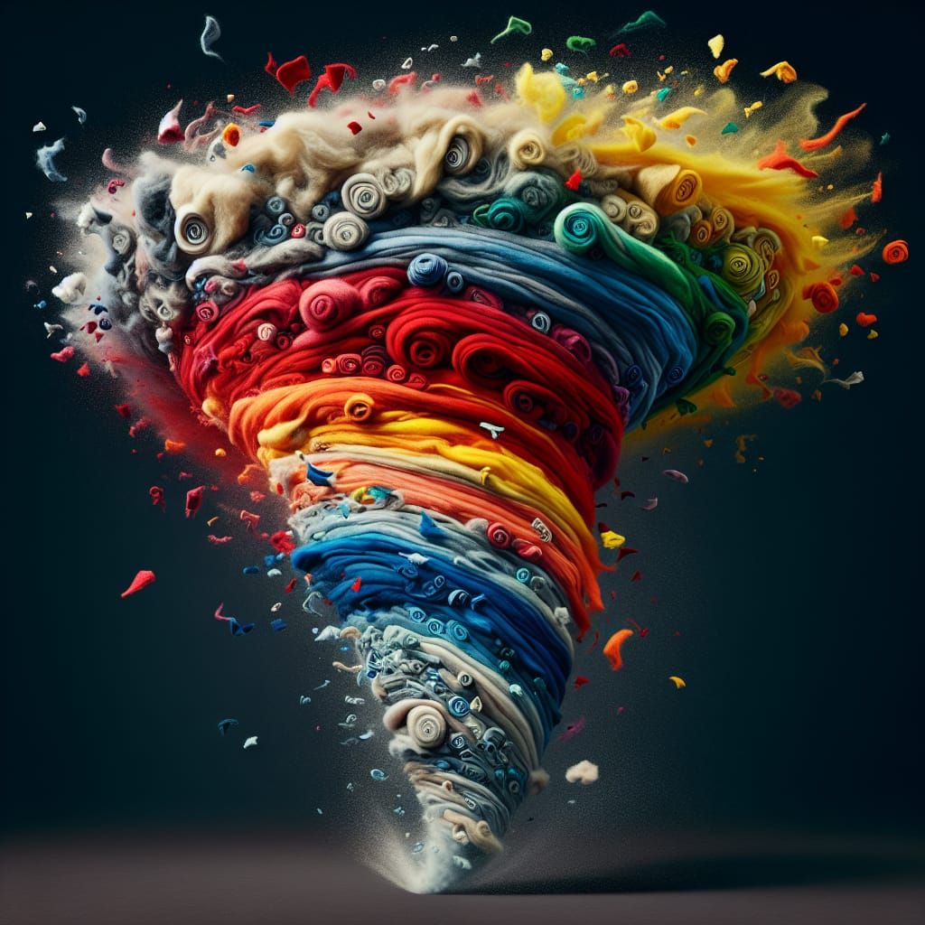 Colorful Felt Tornado: A Surreal Spectacle
