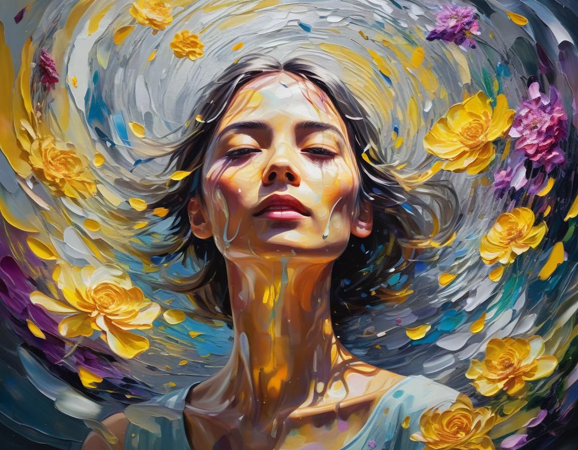 Ethereal Floral Portrait in Art Nouveau Style