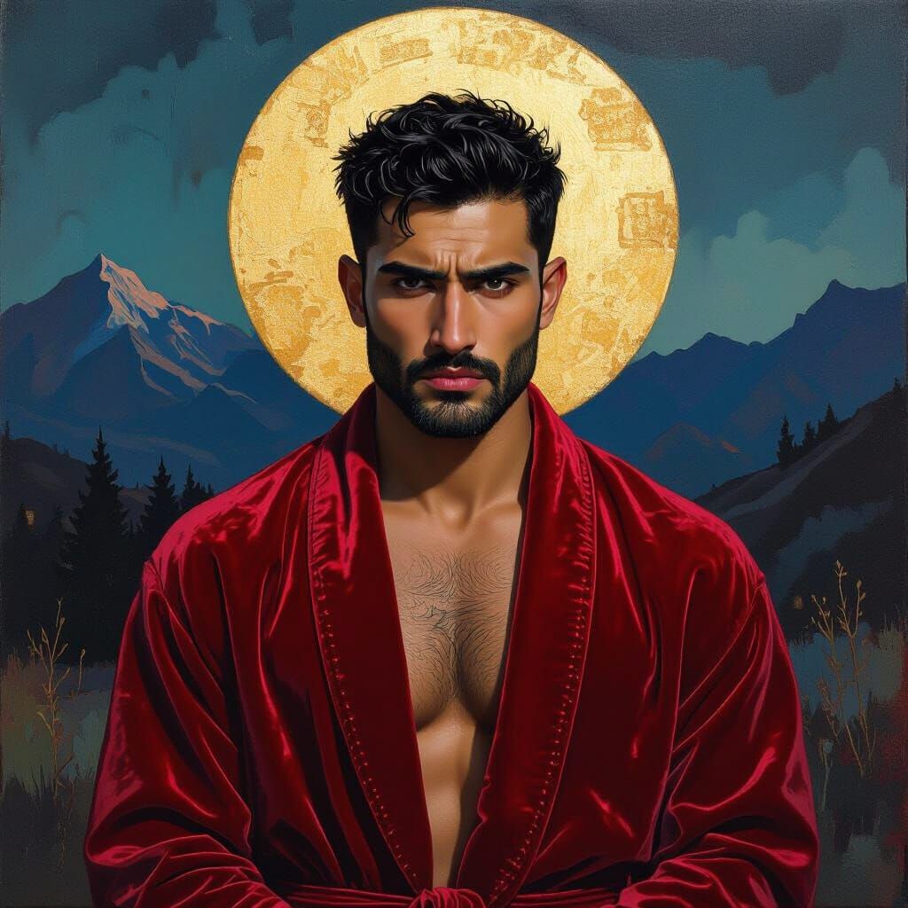 Nocturnal Portrait in Impasto Oil Painting Style