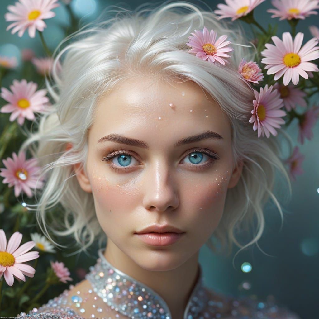 Ethereal Beauty in Pastel Hues, Shimmering Opal Fabric