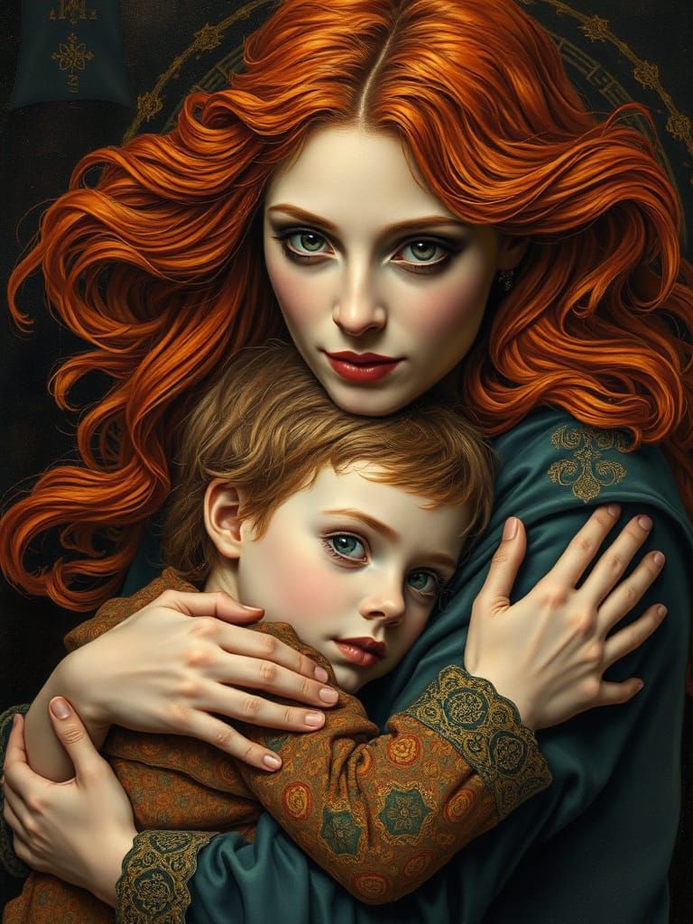 Olympias Motherly Portrait in Klimt Inspired Style