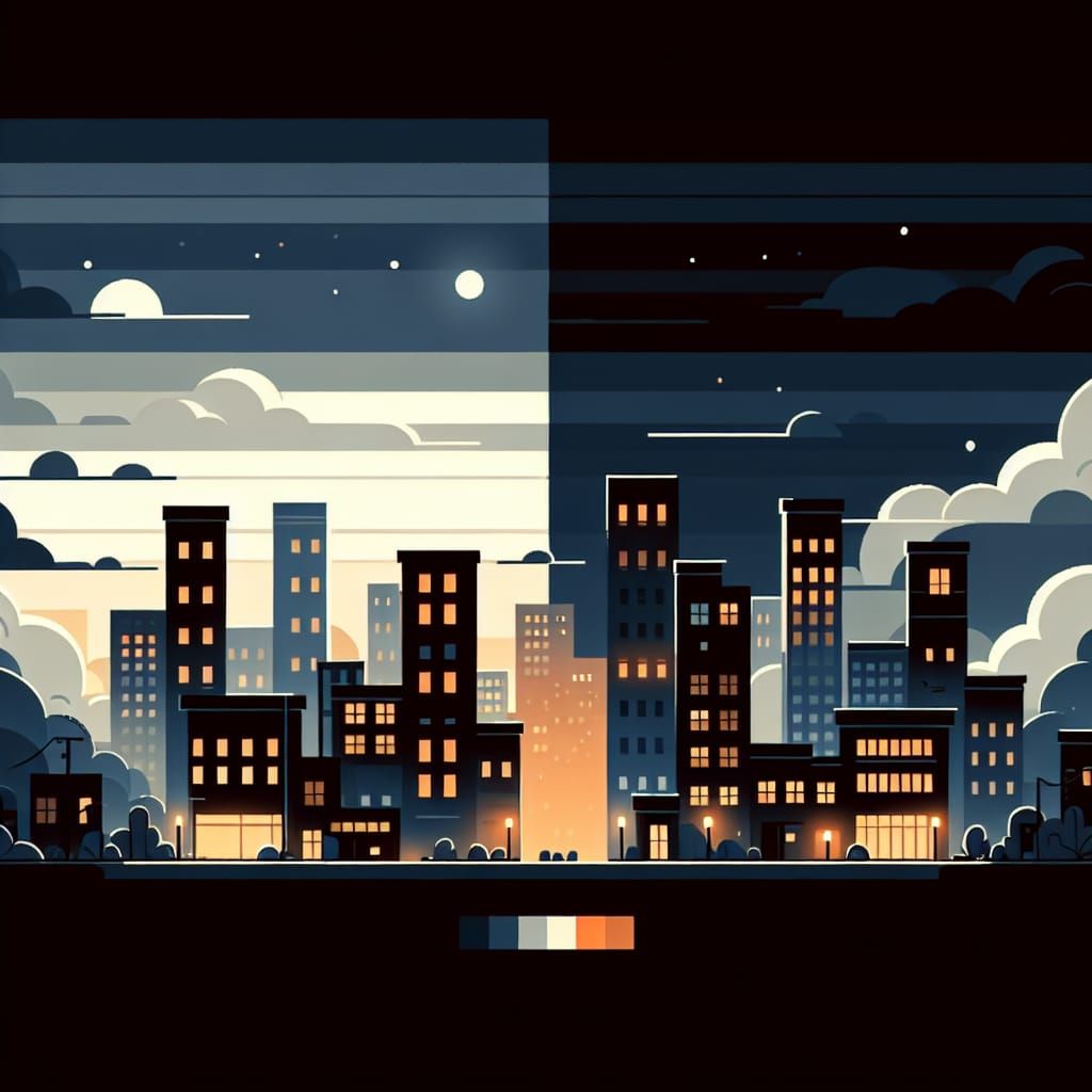 Animated Cityscape in Cartoon Style with Realistic Elements