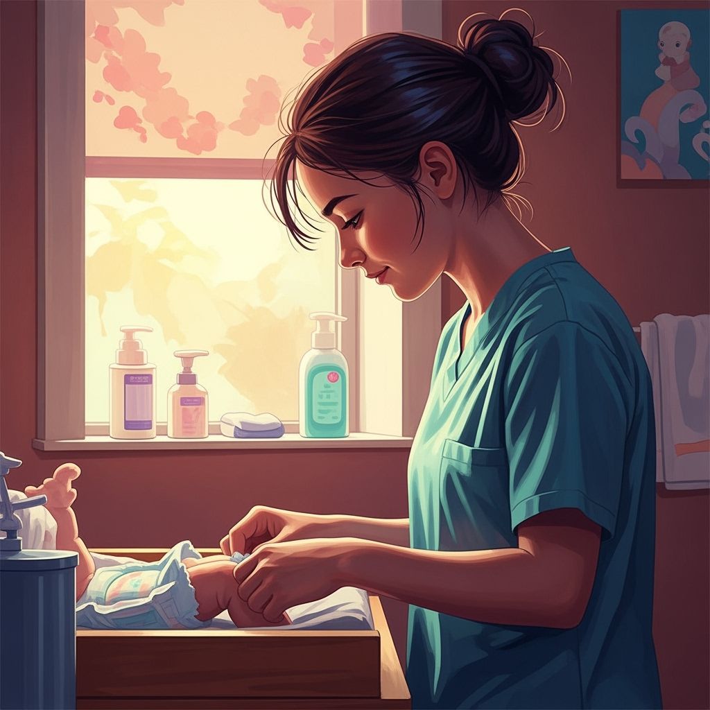 Hyperrealistic Teenage Caregiver Prepares to Change Diaper