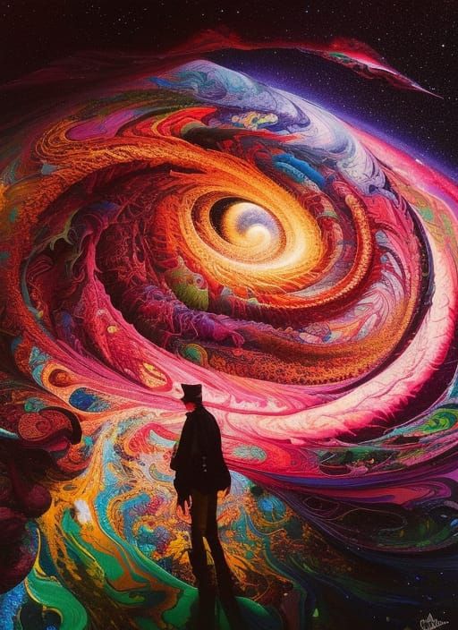 Time Wormhole with Ethereal Clocks in Japanese Art Style