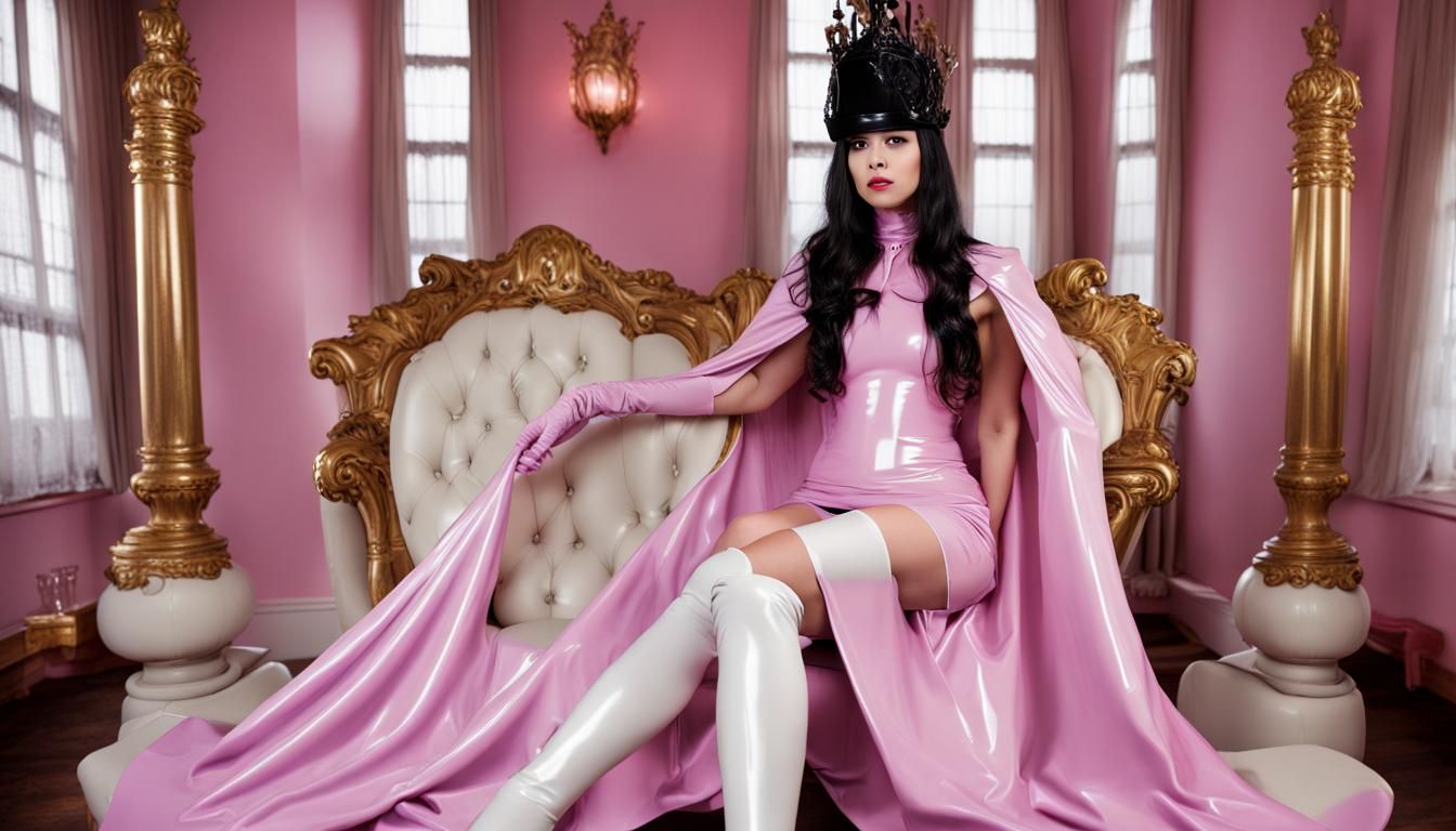 Latex Princess on Throne Being Worshipped