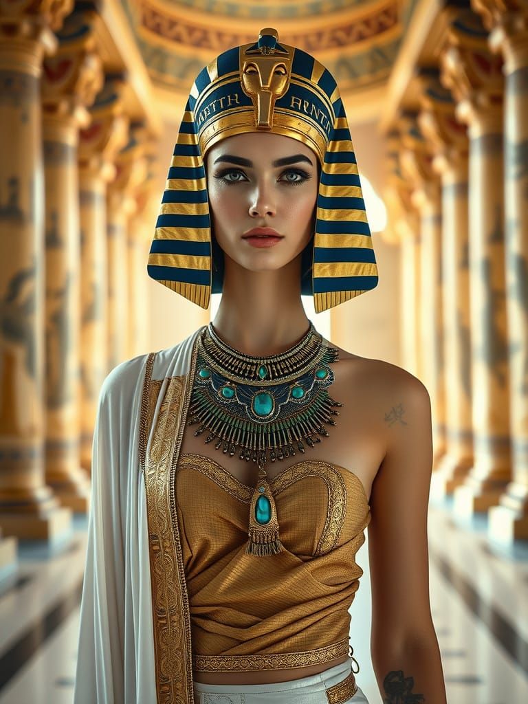 Young Egyptian Queen Portrait in Hyper-Realistic Style