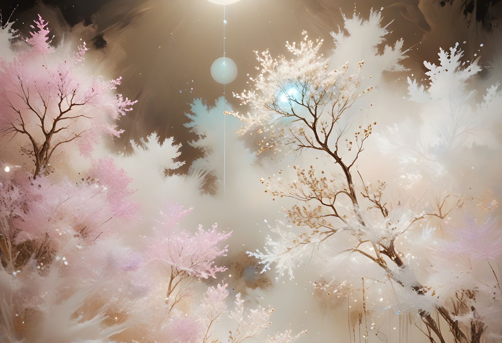 Bioluminescent Landscape in Impasto Painting Style