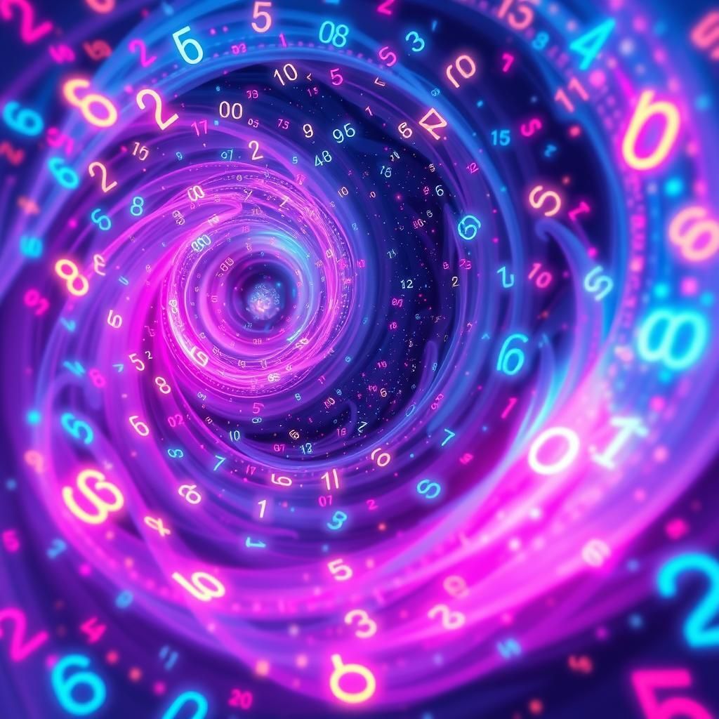 Ethereal Cosmos of Glowing Numbers in Surreal Style