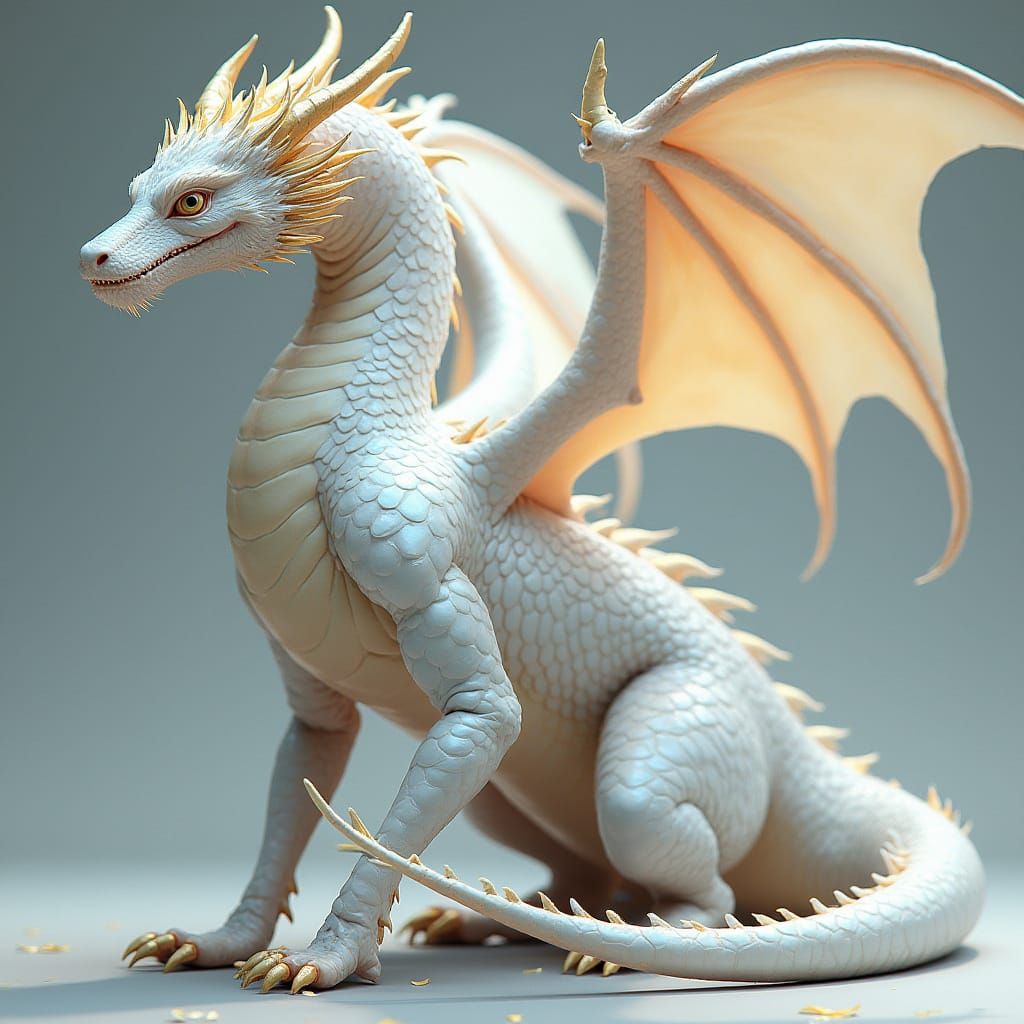 Majestic White Dragon in Vibrant Digital Art