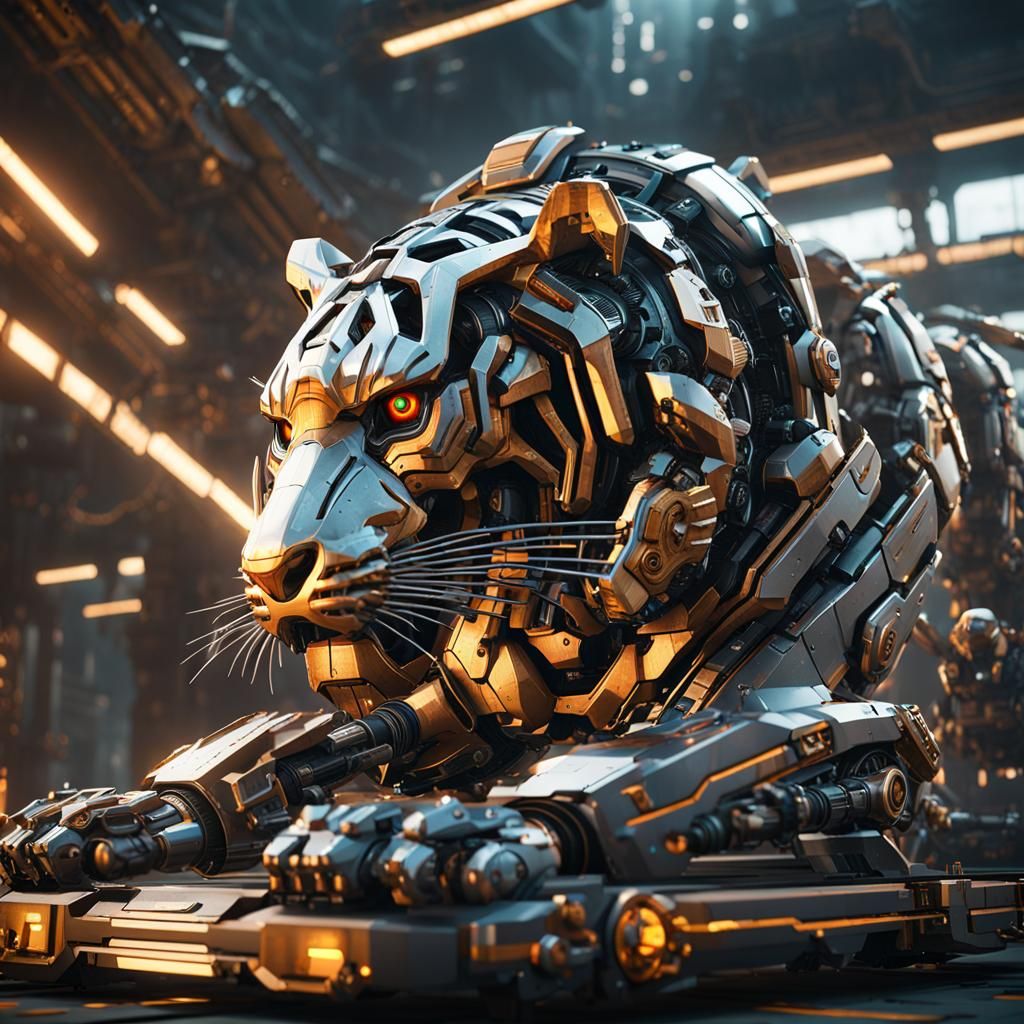 Futuristic Mechanical Tiger in 8K Resolution